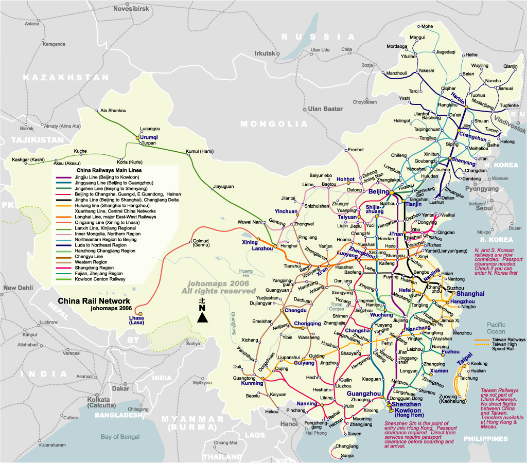 The People's Republic of China has one of the largest rail transport